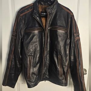 Men's Black Rivet Leather Moto Biker Jacket Black Leather Coat